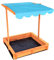 Oypla Childrens Wooden Garden Sand Pit with Adjustable Canopy Sun Shade