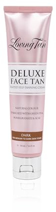 Loving Tan Deluxe Face Self Tanner, Dark - Streak Free, Natural, Professional Quality Sunless Tanning - 10+ Face Self Tanner Applications per Bottle, Cruelty Free, Naturally Derived DHA - 1.6 Fl Oz