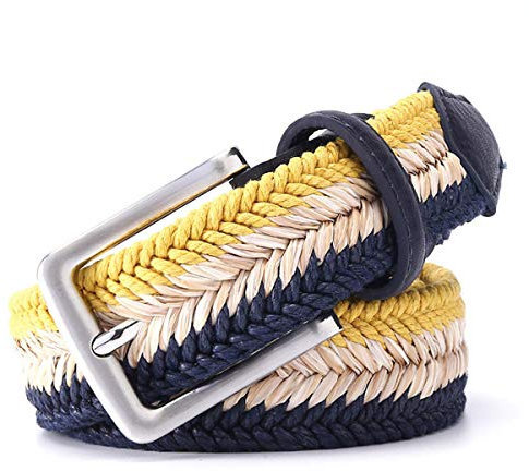 Scherry Canvas Woven Gürtel Unisex beiläufige Bund 110 cm Trendy Herren Gürtel Weave kühlen Männer Längerer Gürtel 135 cm Jungen Jungen Stoffgürtel 105 cm Gelb Beige Navy, 105cm