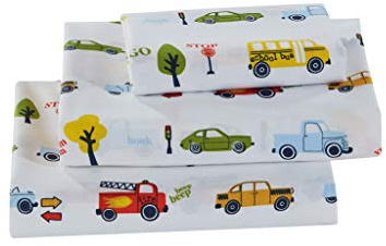 Sheet Set Kids/Teens Children Boys School Bus Fire Truck Taxi Cab Vehicle Transportation Trees Yellow Red Green Light Blue New # School Bus (Full Sheet)