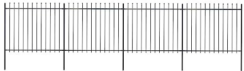 vidaXL Gartenzaun mit dekorativen Speerspitzen Schmuckzaun Metallzaun Zaun Zaunelemente Stahlzaun Gitterzaun Zaunfeld Tor Stahl 6,8x1,5m Schwarz