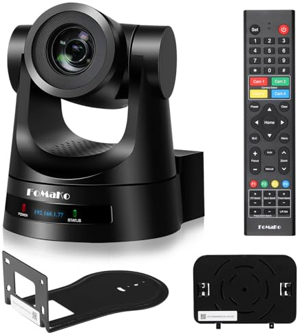 FoMaKo SDI PTZ Kamera, KI-Auto-Tracking Gen 3, 30x Optischer Zoom 1080P 60FPS, mit 3G-SDI/HDMI/USB3.0/LAN(PoE), für Live-Gottesdienst, Bildung, YouTube OBS vMix Streaming (FMK30SDI Pro Schwarz)