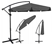 BDW 350cm Sonnenschirm im Freien Wasserabweisende Bespannung -Gartenschirm Marktschirm VIELE FARBE ! (dunkelgrau)