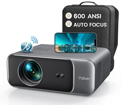 [Autofokus/Trapezkorrektur] WiFi6 Bluetooth 1080P Full HD Beamer 4K Unterstütz für Heimkino/Outdoor, YABER Video Beamer Tragbare Projektor LED, Kompatibel mit Smartphone/TV Stick/PS5