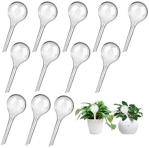 UQTUKO 12 Pièce Globes d'arrosage, Petits Automatique Boule d'irrigation en Plastique Bulbes Goute à Goute Arrosage Plante Vacances pour Arrosage Plante Interieur Fleurs Jardin en Pot (Transparent)