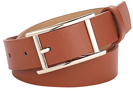 Leder Gürtel für Damen Einfache Metall Schnalle Gürtel Kunstleder Jeans Gürtel Gelber Schal Und Mütze Damen Damen Gürtel Dünne Gürtel Weibliche Kleidergürtel