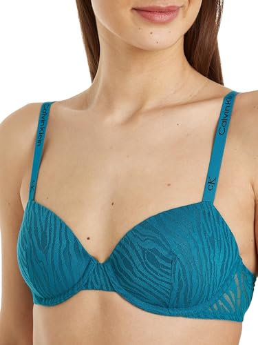 Calvin Klein Soutien-Gorge à Balconnet Femme avec Armatures, Turquoise (Ocean Depths), 80C