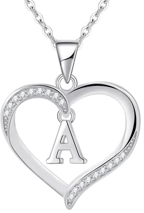 Cosie Lily Regalo Dia de la Madre, Plata de Ley 925 Corazón con iniciales Necklace Joya Regalo, Cumpleaños San Valentín Navidad Aniversarios Dia De La Madre, Regalos Mamá Esposas Hermanas