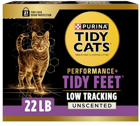Purina Tidy Cats Performance Plus Feet Unscented Low Tracking, Clumping, Odor Control Kitty Litter   - 22 lb. Box