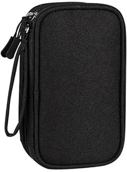 PAPOEEA Kabeltasche Elektronische Tasche Organizer Universal Kabelorganizer Tasche, Reisekabel Organizer Doppelschicht Reise Elektronik Zubehör Tasche für USB Ladekabel Powerbank Schwarz