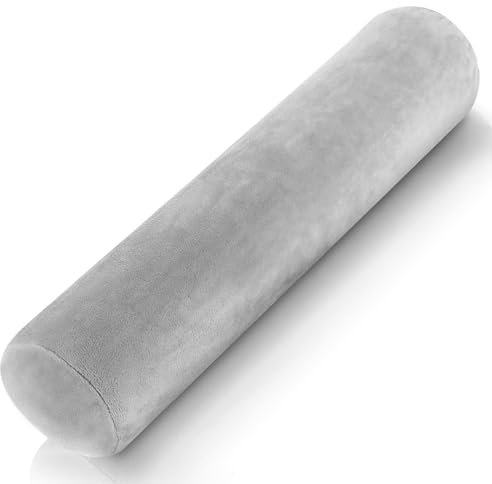 Prasacco Runder Körper-Kissenbezug, runde Nackenrolle, Ganzkörper-Kissenbezug, weicher Körperkissenbezug mit Reißverschluss, für Schlafzimmer, Wohnzimmer (20 x 120 cm, Grau)