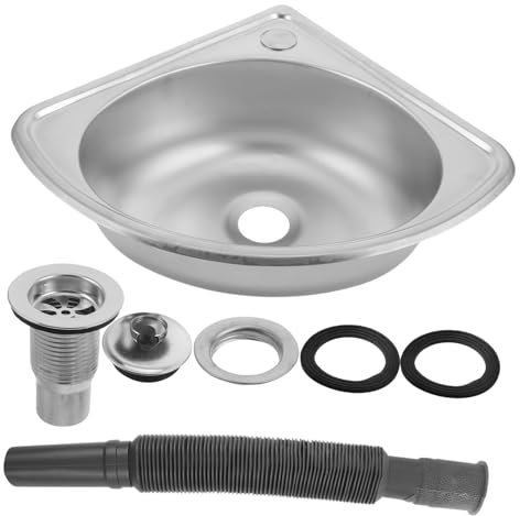 GALPADA Lavello per Camper Angolare in Acciaio Inox Ultra-Piccolo Lavabo Salvaspazio per Piccole Cucine e Camper Design a Ventaglio Multifunzionale per Lavaggio Piatti e Verdure