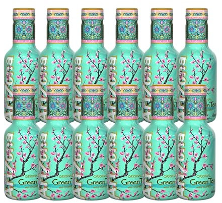 Arizona Tea Drink 500ml PET Bottle, Delicious Fruity Drink, No Artificial Flavours, No Artificial Preservatives Refreshing & Great for On-the-Go Hydration (Pack of 12, Original Green Tea with Honey)