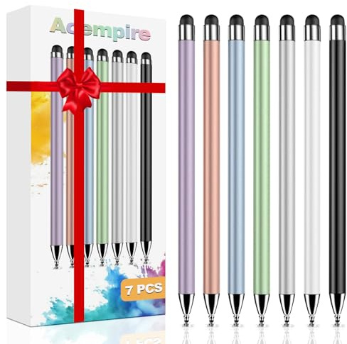Stylus (7 Pcs), 2-in-1 Stylus Pen for Touch Screen, High Precision and Sensitivity, Suitable for iPad/iPhone/Samsung/Android Smartphone and Tablets, Compatible with All Touch Screen (Multicolor)
