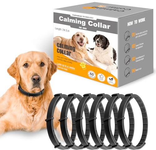 Calming Collar for Dogs with Long-Lasting Pheromone,Dog Calming Collar Helps Reduce Unwanted Behavior,Stress Relief Lasts 60 Days 25 Inches Size Flexible Adjustable for Puppy & Adult Dogs (Black)