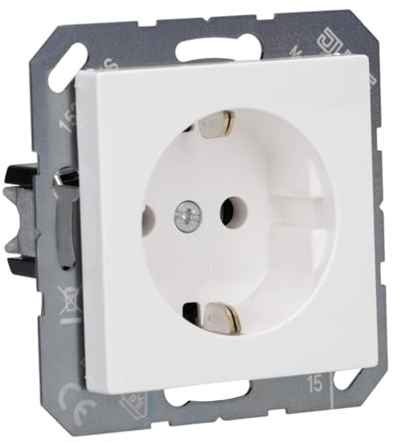 Jung Schuko Steckdose 16 A 250 V Bruchsicher Serie A Alpinweiß, 1 Stück, A 1520 BF WW