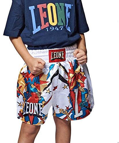 LEONE 1947, Pantaloncino Thai Jr Hero, Unisex Bambini, Bianco, S, ABJ02