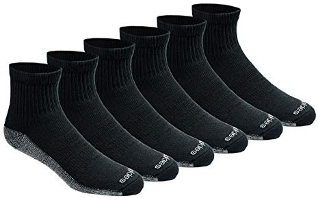 Dickies Men's Dri-Tech Moisture Control Quarter Socks, Available in M-XXL (6, 12, 18 Pairs), Black (6 Pairs), Medium