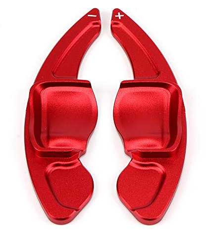 HIBEYO 2 Stücke Schaltwippen Verlängerung Shift Paddle Alu Rot für VW Golf 6 Passat cc Golf 5 MK5 MK6 Tiguan Jetta GTI R20 R36 Scirocco EOS Lenkrad Schaltwippe Dekor Ersatzsatz Extensions Zubehör