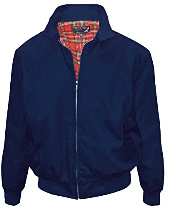 Spirit of England Mens Classic Harrington Style Jacket Blue Knightsbridge Tartan Lined (X-Large)