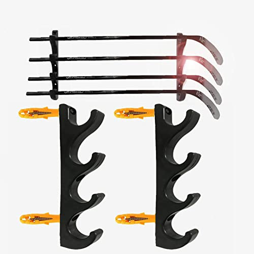 Pmsanzay Hockeyschlägerständer, 4 Etagen, Wandaufbewahrung für Schläger, Hockeyschläger/Aufhänger, ideal für Zuhause oder Büro, Wandhalterung, zum Aufhängen Ihrer Eishockeyschlittschuhe, Helm,