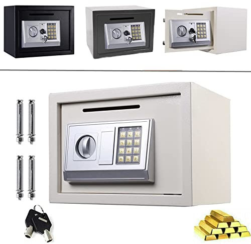 Royalswill Fireproof Safe, Digital Safe Steel Construction High Security home Office Electronic Box with 2 Keys for Home, Value Safes ID Papers, A4 Documents, Laptop Computers, White, 16L: 25x35x25cm