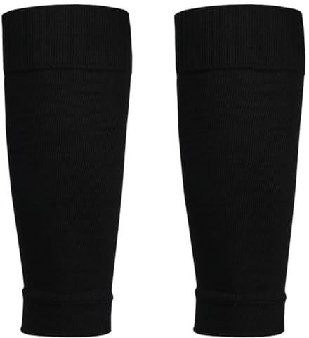 1 Pair Football Sock Sleeves for Men - Black Soccer Shin Guards Sleeves for Football Games Beginner