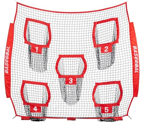 BaseGoal Football Replacement Net(NET ONLY),Heavy Duty Knotless for Football Throwing Training, Improve QB Throwing Accuracy (8Ft x8Ft, Red)