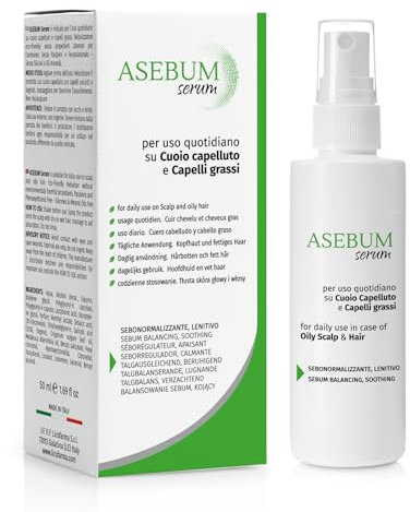 Asebum Serum Lozione Capelli Grassi | Normalizza il Cuoio Capelluto | Azione Seboregolatrice e Lenitiva | Formulazione Naturale | Flacone da 50 ml