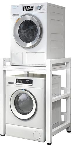 Kit de apilamiento para lavadora y secadora Lavadero Estante para lavadora y secadora, Cuarto de baño Marco Intermedio Lavadora Altura ajustable, Cocina Estantería apilable para Secador Superior (Siz