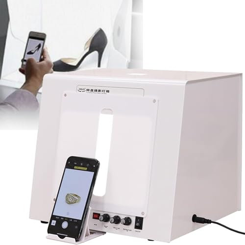 FotografíA con Caja De Luz, Kit De Carpa con Caja De Estudio FotográFico Profesional De 20 Cm/30 Cm con IluminacióN Blanca CRI ≥ 92%, Regulable 3000-5500 K, Plato Giratorio De FotografíA,T30