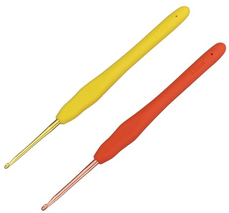 2 agujas de ganchillo para ganchillo y tejer, agujas de ganchillo ergonómicas con asas suaves para manos artriticas, herramienta de ganchillo ligera y cómoda, herramienta de ganchillo para