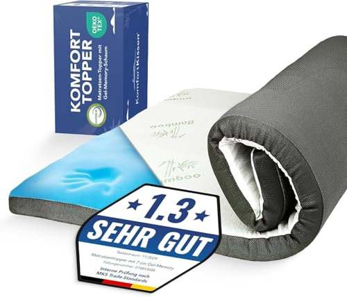 MKS. Gel Matratze 180 x 200 cm – 7 cm Memory-Schaum-Matratze mit H3 doppelter Härte – druckentlastendes Gelschaum Top mit atmungsaktivem Bambus und 3D-Luftstrom – rutschfest und waschbar