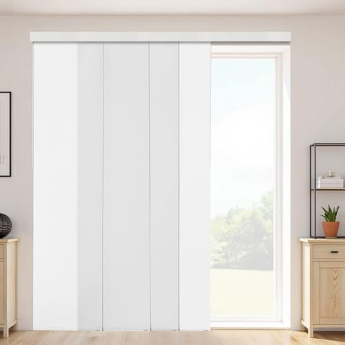 VEVOR Store à Panneaux sur Rail Extensible 116-218 cm de Largeur, Panneau Japonais Vertical Ajustable jusqu'à 243 cm de Hauteur, pour Portes Coulissantes, Séparation de Pièce, Fenêtres, Blanc