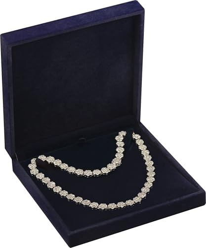 LAODA Big Necklace Chain Jewelry Gift Box Soft Touch Premium Velvet Material Choker Necklace Storage Holder Box for Women Men Size 6.4(W)*6.4(D)*1.5(H) (1, Navy Blue)