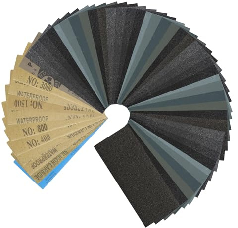 40 Pcs Wet and Dry Sandpaper for Cars, 60 to 5000 Grit Sanding Paper, Sand Paper for Metal Wood Furniture Polishing Finishing Sandpaper Car Sanding Kit