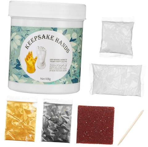 Yardwe Kit de Moldeo para Manos de Ñiño en Polvo Pe Dorado, Set 3d para Recuerdo Especial de Fiesta de Cumpleaños o Bienvenida del Ñiño