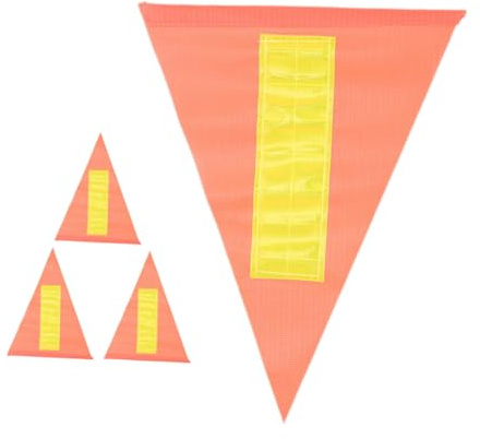 FOMIYES 4 Piezas Banderas Reflectantes de Seguridad para Bicicleta, Bandera Triangular de PVC 21x30x30 Cm, Apta para Postes de 6 Mm, Adecuado para Ciclismo Infantil y Señalización Vial