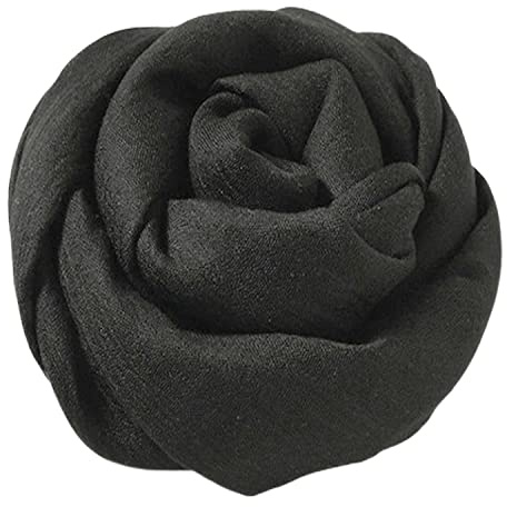 YOBOKO Supergroßer Leinenschal für Damen Langer Wickelschal für Draußen Strand Reisen Baumwollschal Reine Farbe Wunderschöner Leinen-Baumwollschal 185 x 130 cm (Schwarz)