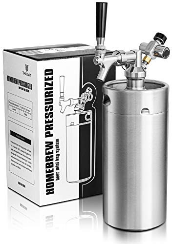 TMCRAFT 128oz Mini Keg Growler, Pressurized Stainless Steel Home Keg Kit System with Updated Co2 Regulator Keeps Fresh and Carbonation for Homebrew, Craft and Draft Beer