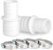 2x Schlauchverbinder mit 4x Schlauchschellen für den Pool - Schlauchtülle im 2er Pack (32mm x 38mm, Weiß)