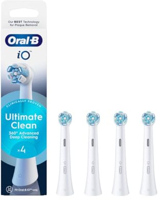 Oral-B iO Ultimative Reinigung, Original Aufsteckbürsten für elektrische Oral-B iO Zahnbürsten, 'Borsten-in-Borsten' Bündel, Weiß, 4 Stück