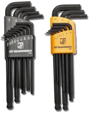 GEARWRENCH 22 Piece SAE/Metric Magnetic Ball End Long Arm Hex Key Set - 83526