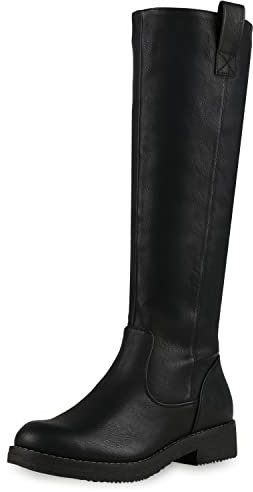 VAN HILL Klassische Stiefel Damen Schuhe Leicht Gefüttert Boots Profilsohle 149796 Schwarz 39