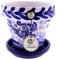 CERAMIQUE RAMBLEGNE | Pots de boue rouge | pots décoratifs | Pots en céramique | Pot extérieur | Décoré Maie bleue - D111 | Décoration 100 % faite à la main | 20 x 20 x 19 cm | Assiette incluse