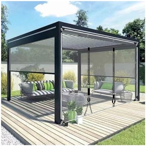 Sonakia Clear Waterproof Tarp Curtains, Transparent Tarpaulin Side Panels, Outdoor Pergola Gazebo Tent Tarp Side Panels, Pvc Tarpaulin Curtains With Zipper Door,WxH-4.8x2.5m/15.7 * 8.2ft