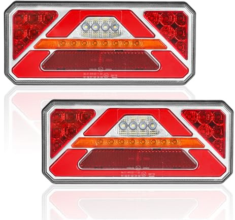 AOHEWEI 2st Bakljus för släp 12V/24V Superljusbart Vattentät Blinkers Bromssvans Back Dimreflektorlampa för Trailer Lastbil Lastbil Husvagn Van Traktor