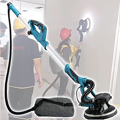 DDZJTPP Levigatrice per Muro a Secco 1800W, Levigatrice Elettrico per Cartongesso Pieghevole Estensibile, velocità Regolabile 1000-2100RPM, con Luci LED e 20 Dischi Abrasivi