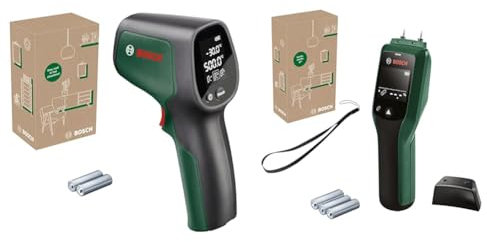 Bosch Infrarotthermometer UniversalTemp (-30°C…+500°C, einfach und präzise, 3 Materialgruppen) und Holzfeuchtigkeitsmessgerät UniversalHumid (präzise Ergebnisse, LED-Ampel zur Interpretation)
