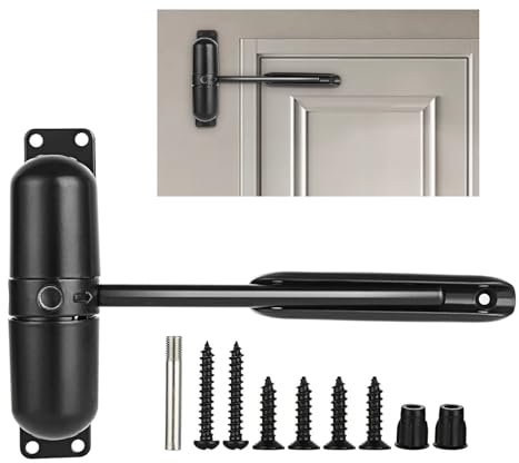 LURNODY Porte Automatique Closer 1 Pièces Ferme Porte Noir Ferme Porte Automatique le Matériau en Alliage de Zinc Convient Aux Portes Métalliques, Aux Portes de Sécurité, Aux Portes en Bois, Etc